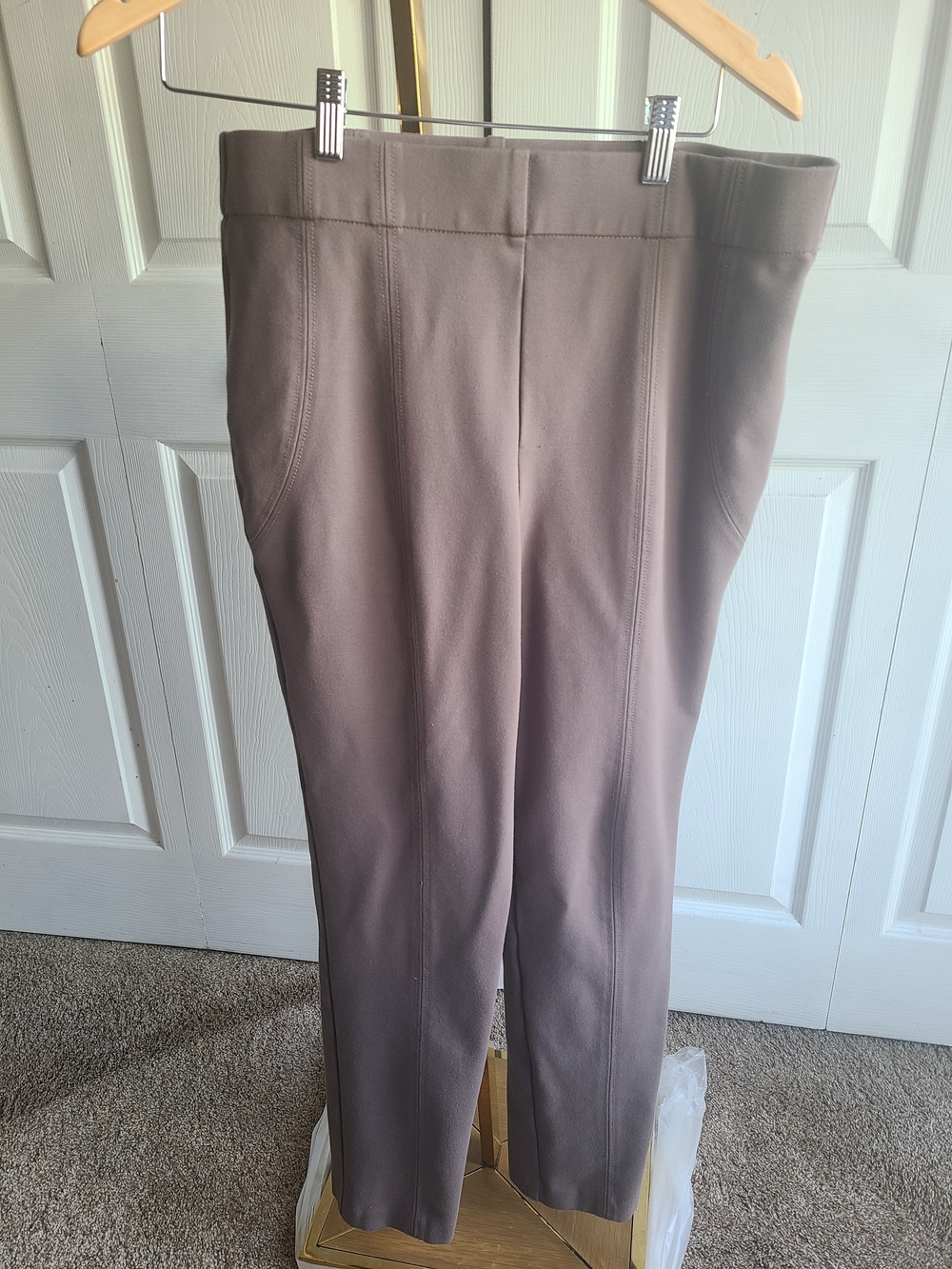Thalian Taupe Straight-Leg Pull-On Pants